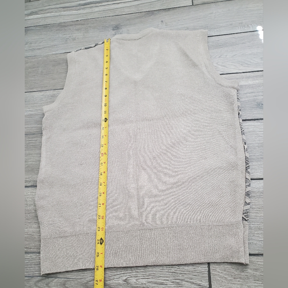 men' cream beige tan basic classic sleeveless V-neck ribbed vest M • bundle of 2 - Picture 8 of 8